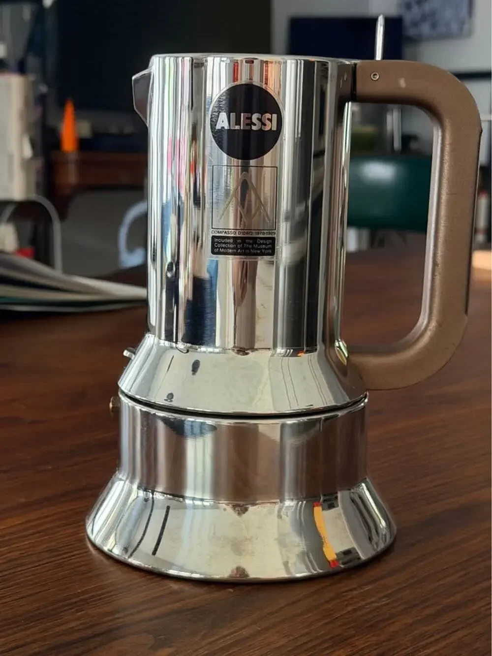 Alessi 9090 Richard Sapper 6-Cup Espresso Vintage Stainless Steel MoMA Design